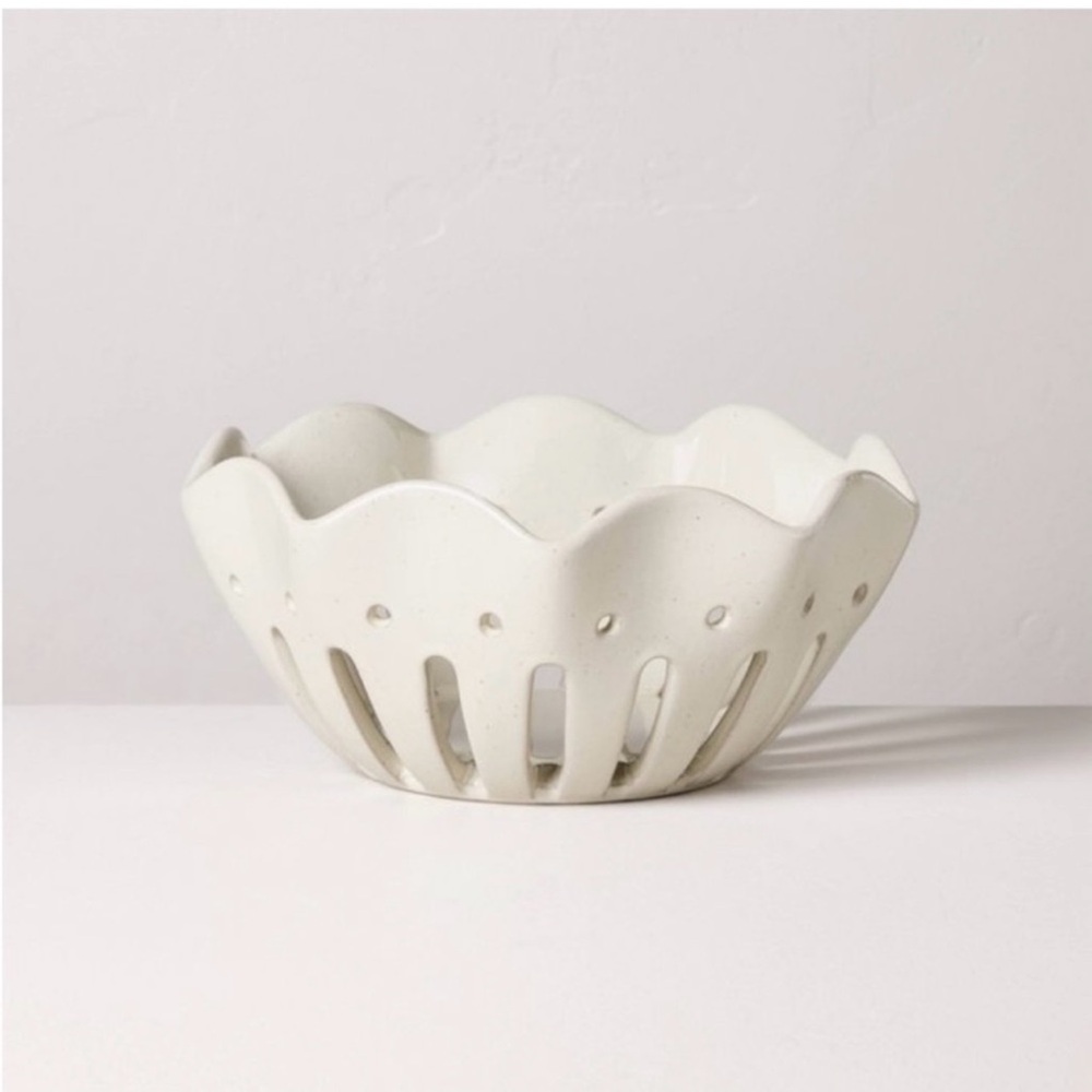 Large Wavy Edge Berry Fruit Cream White Bowl - Hearth & Hand™ with Magnolia NEW